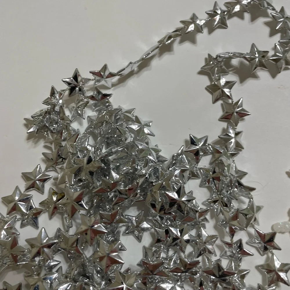 Christmas Home Decor Garland and Snowflake Picks White Silver Gold